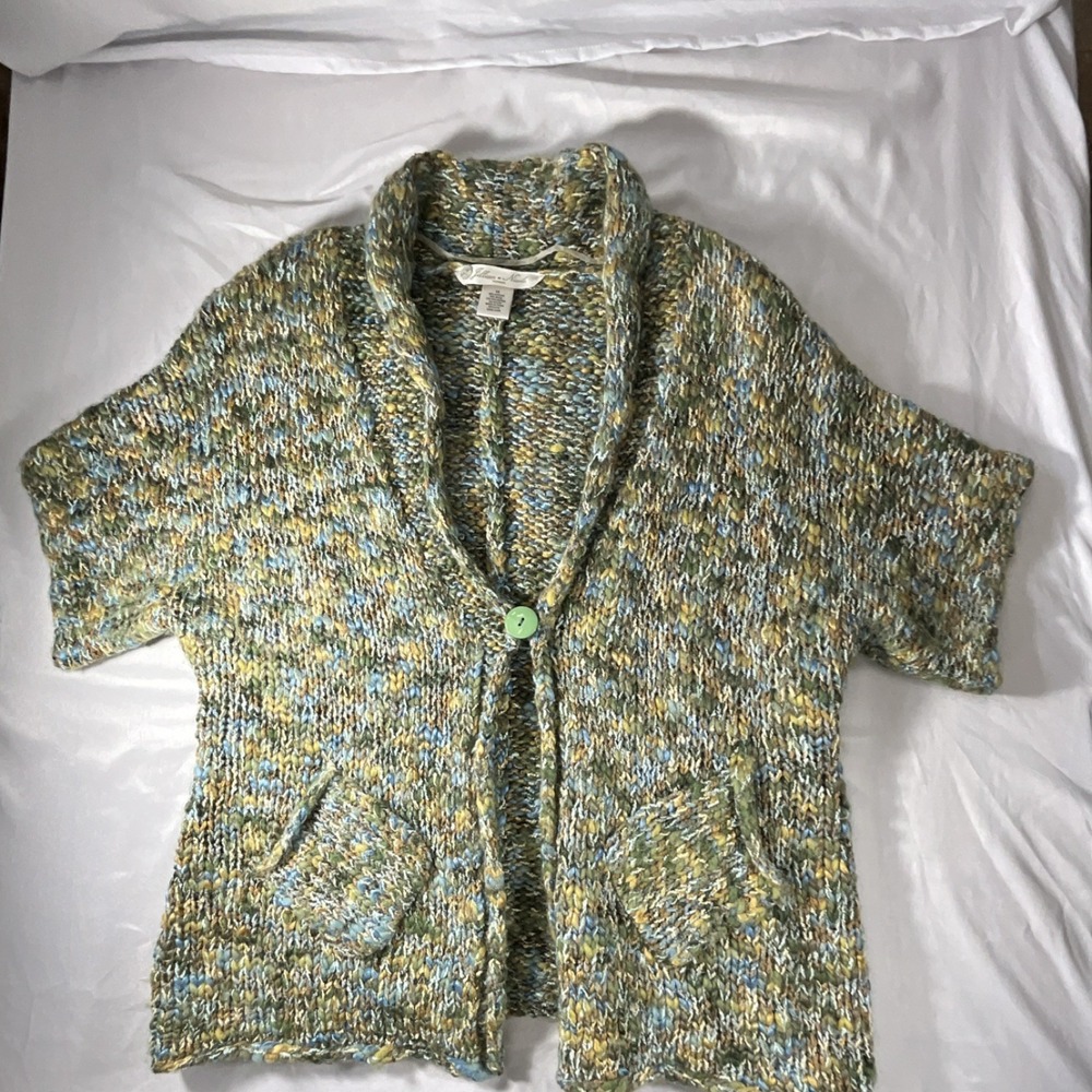 Lillian Nicole Multicolor Chunky Knit Short Sleeve Cardigan/Sweater Women's 1X